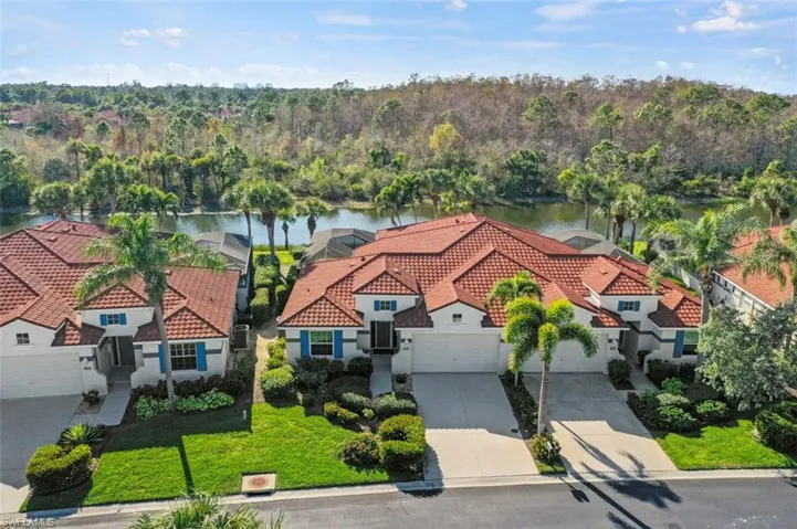 Aerial view of front of the home in Lighthouse Bay at The Brooks (a west facing lot)