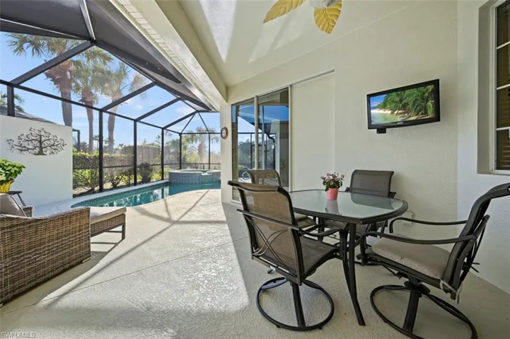 The spacious lanai has plenty of room for a dining area, lounge area, and grill!