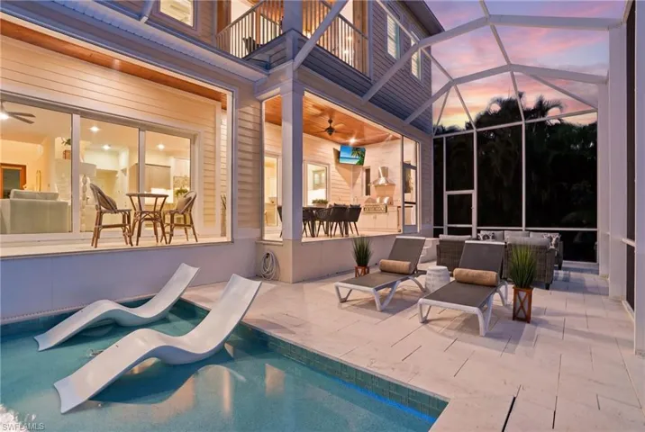 Saltwater pool, seating area