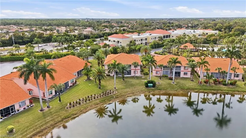 Bird's eye view of a nearby body of water