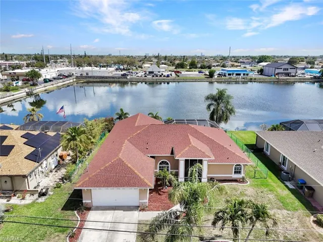 Bird's eye view of a nearby body of water