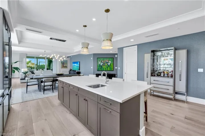 View of great room from kitchen.