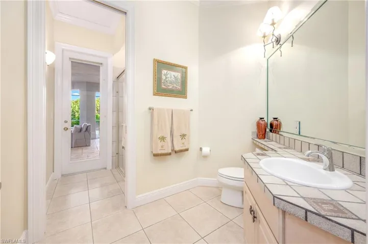 Pool Bathroom also doubles as a guest bathroom off the living room