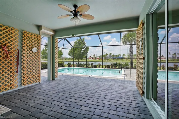 Large patio with storm screen