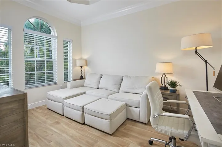 Den/office space is located in the front of the home, just off the foyer.