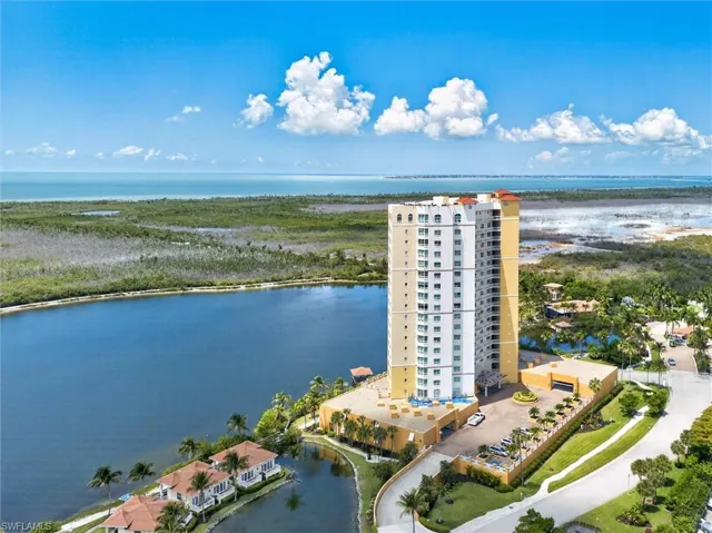 Aerial SW view over lake preserve