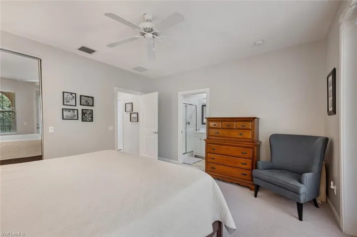 Upstairs Primary bedroom with ensuite bathroom.