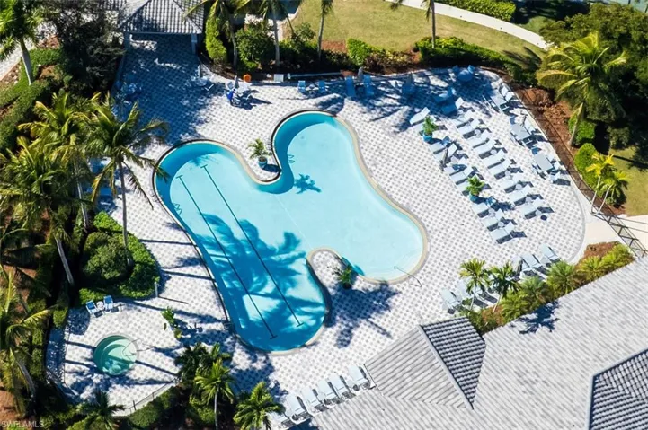 Aerial view of a pool