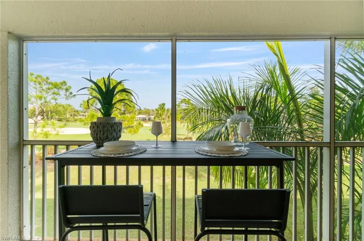 Gorgeous golf course Greene views throughout the wraparound screened in elevated lanai.