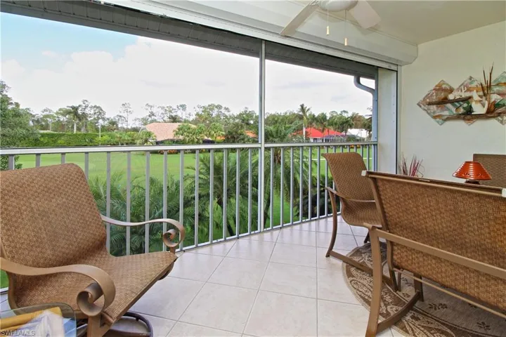 View from tiled anai with fan and electric storm shutters