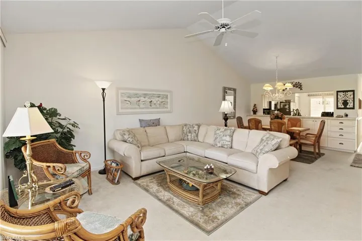 Spacious living room with cathedral ceiling