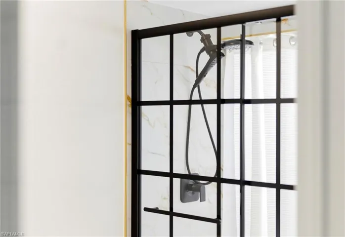 Bathroom view of a shower