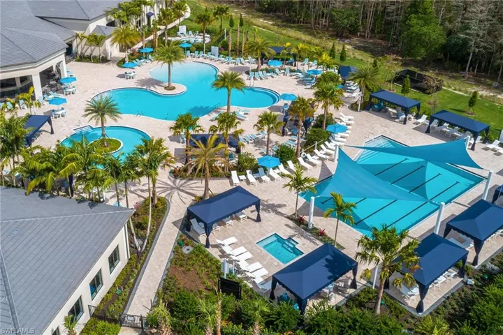 Aerial view of the community pool at Valencia Bonita.