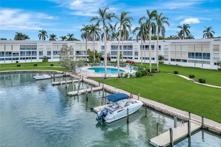 Looking back towards the pool and dock space, there is 1 dock available now.