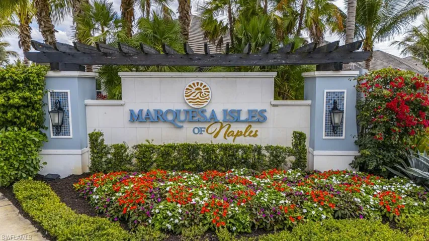 Community / neighborhood sign featuring a pergola