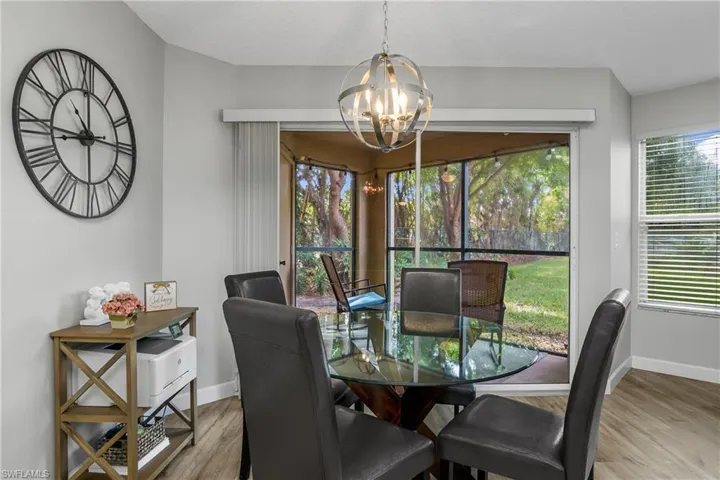 Enjoy a family meal at the end of the day at the dining room table overlooking the outside area.