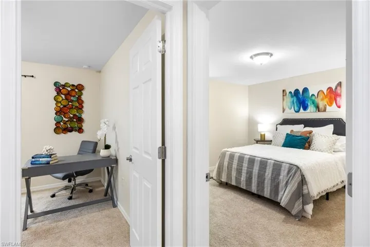View of office on the left and guest bedroom on the right