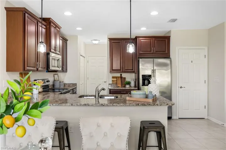 Overlooking kitchen and breakfast bar