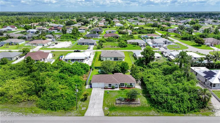 Aerial perspective of suburban area