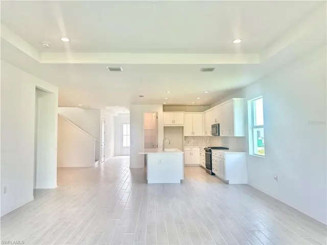 Great room area with tray ceiling