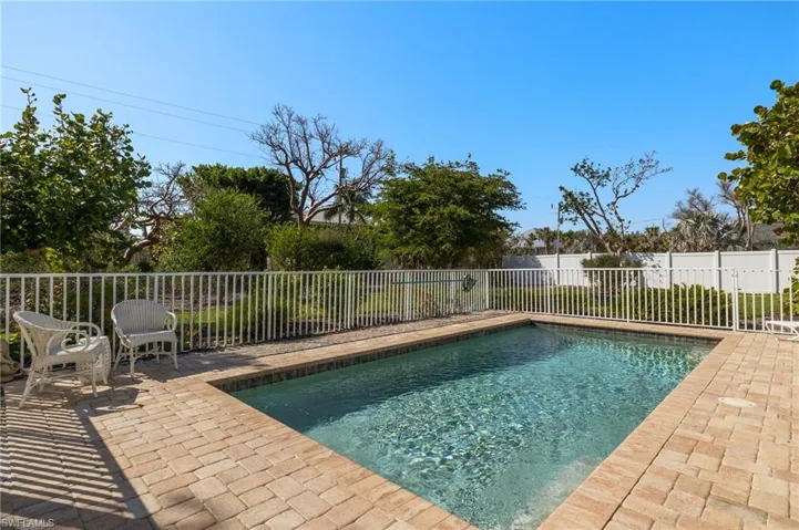 View of pool with a fenced backyard, a fenced in pool, and a patio