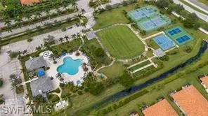 An aerial view of the back of the Community Center.