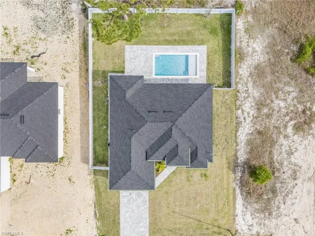 Aerial view of a pool