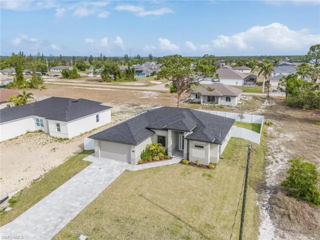 Aerial perspective of suburban area