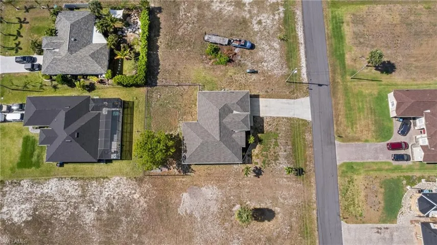 Aerial perspective of suburban area