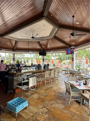 View of patio / terrace with a ceiling fan and outdoor dining area