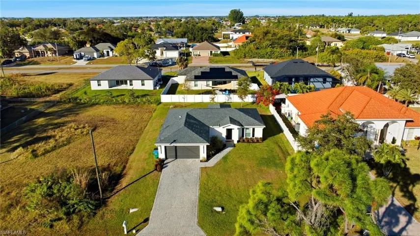 Aerial perspective of suburban area