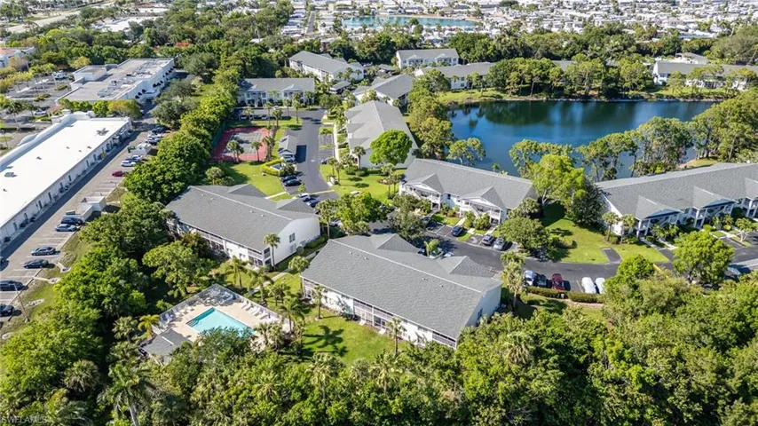 Drone / aerial view of a nearby body of water