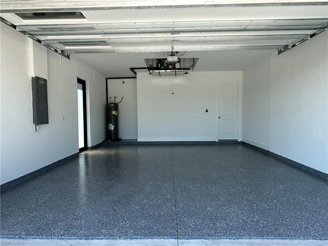 Garage with electric water heater