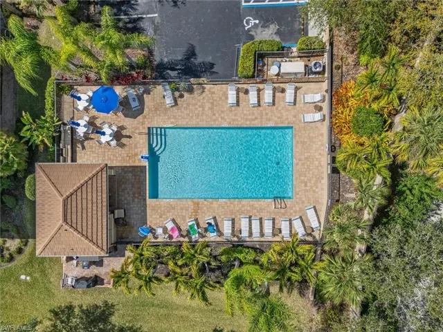 Bird's eye view of a pool area
