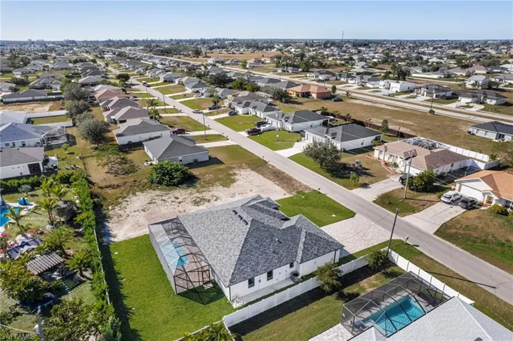 Aerial perspective of suburban area