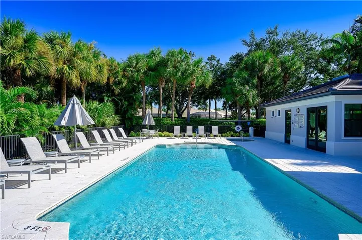 View of swimming pool with a patio