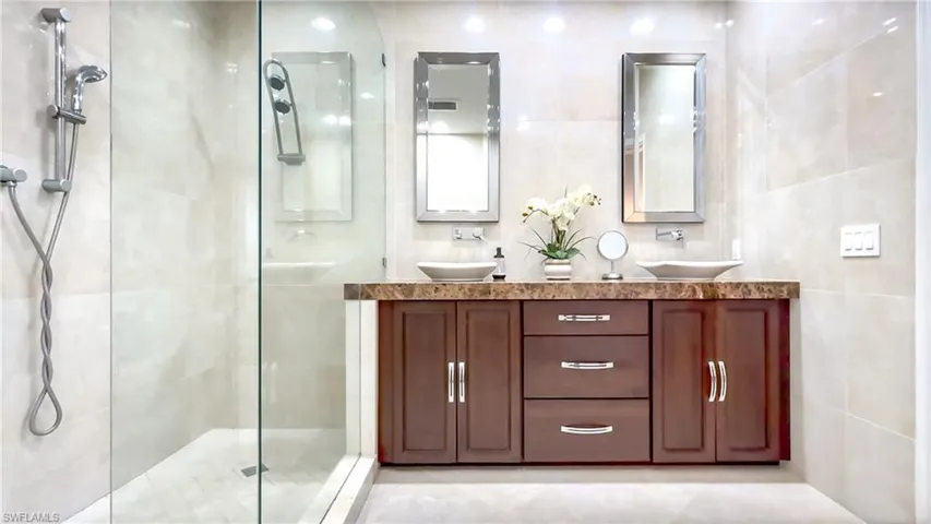 Primary bathroom with dual sinks