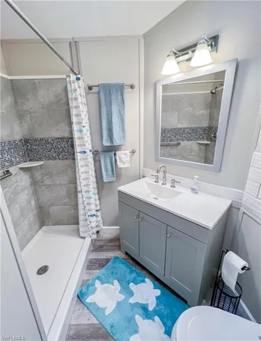 Updated bath with Beautiful Custom Shower