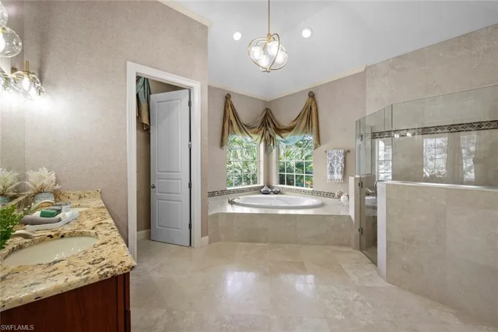 Primary bath with separate shower, tub and water closet