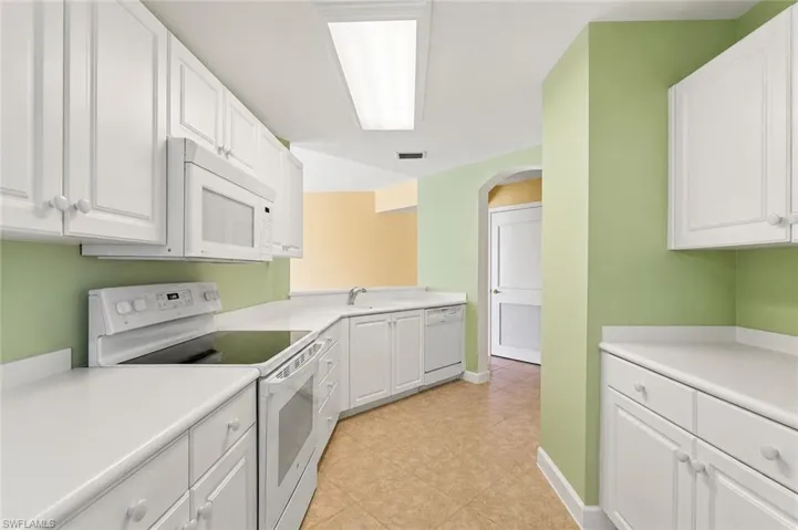 Kitchen features ample amount of counter space