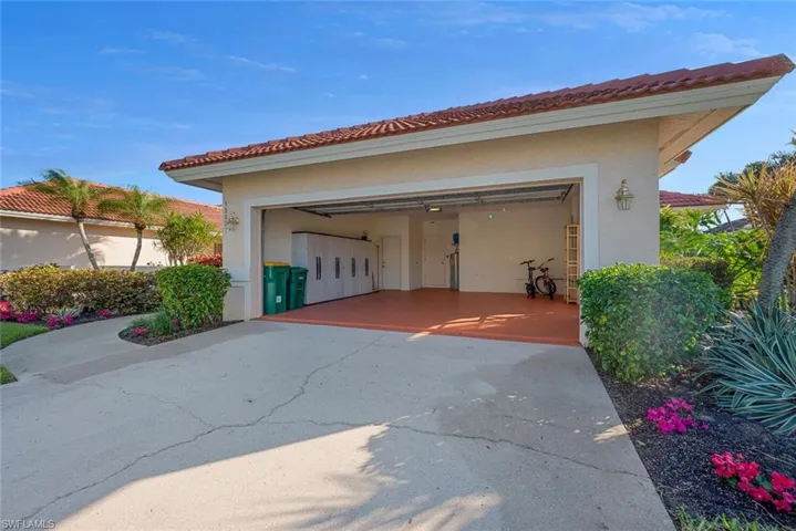 View of inside garage with storage