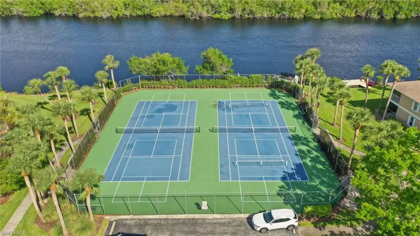Bird's eye view of a nearby body of water