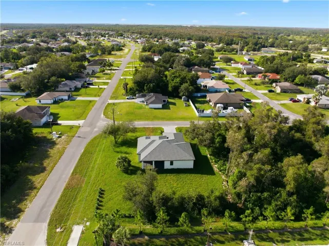 Aerial perspective of suburban area
