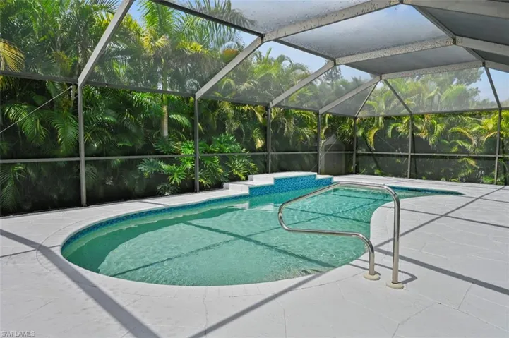 Outdoor pool with a patio area and a lanai