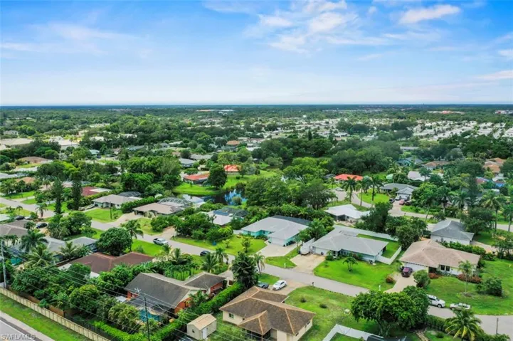 Aerial perspective of suburban area