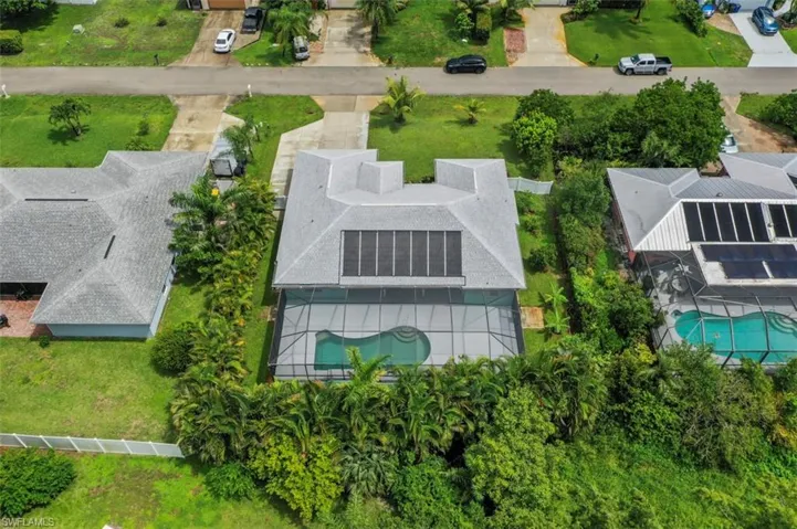 View from above of property with a pool