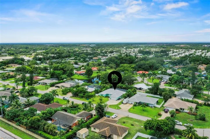 Aerial perspective of suburban area