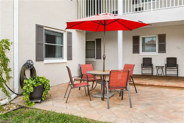 View of patio featuring outdoor dining area
