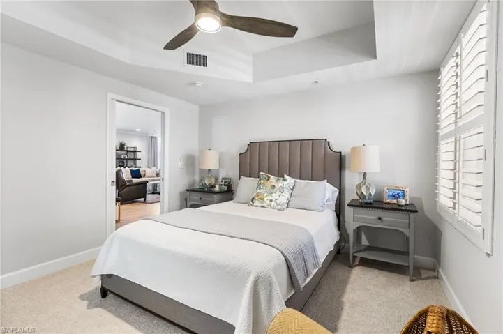 3rd bedroom has a tray ceiling, lots of natural light spills into this space.