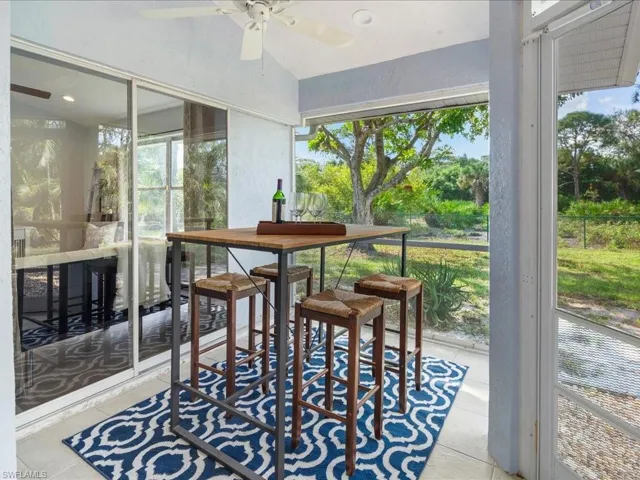 Over-sized lanai has multiple seating areas